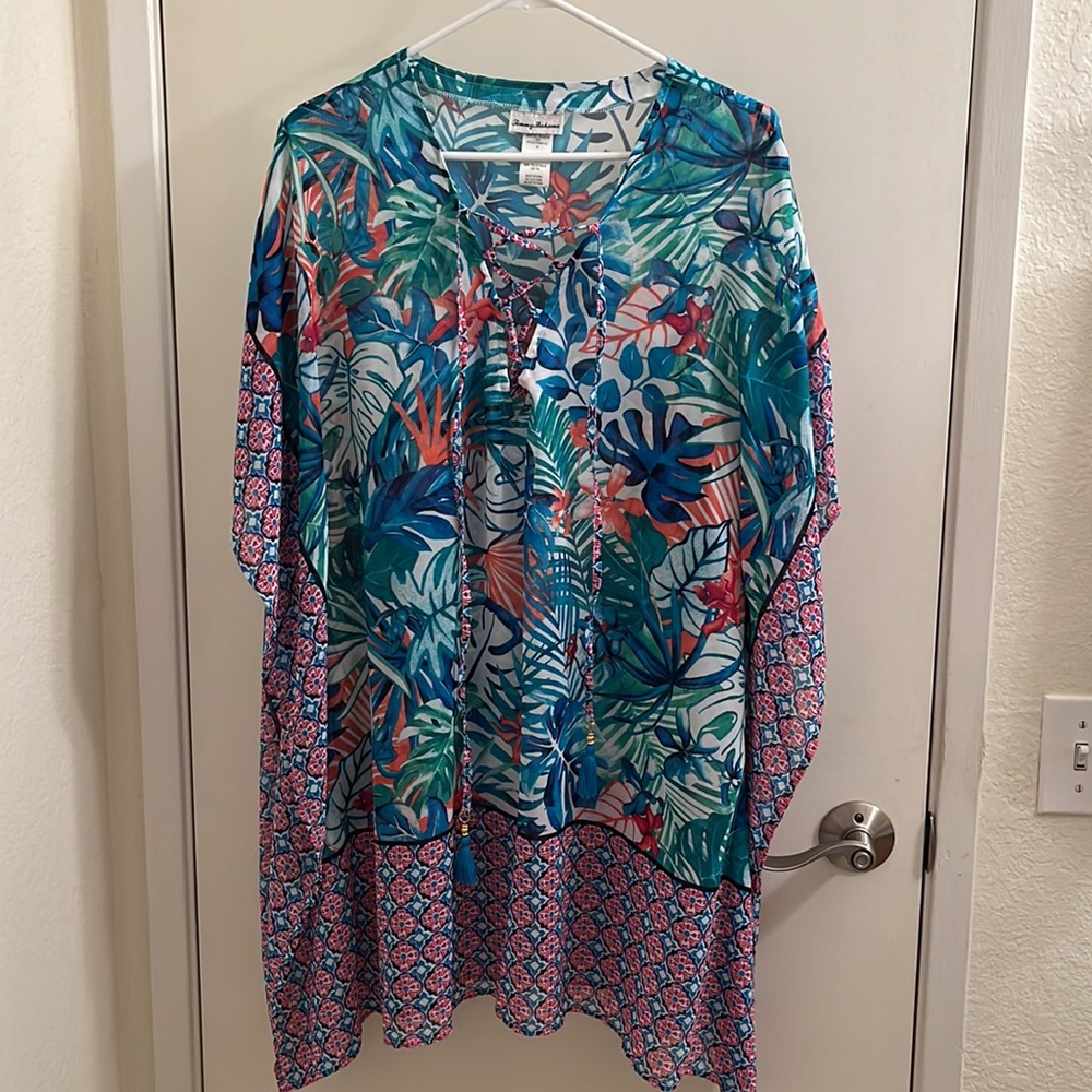 Tommy Bahama tropical swim coverup with tassels